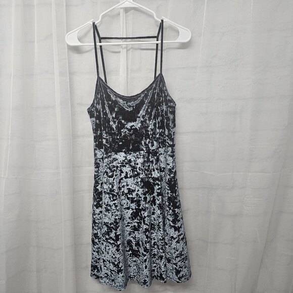 Forever 21 Green Gray Crushed Velvet Sleeveless Mini Dress Boho Fairy Goth 0X - Picture 7 of 9